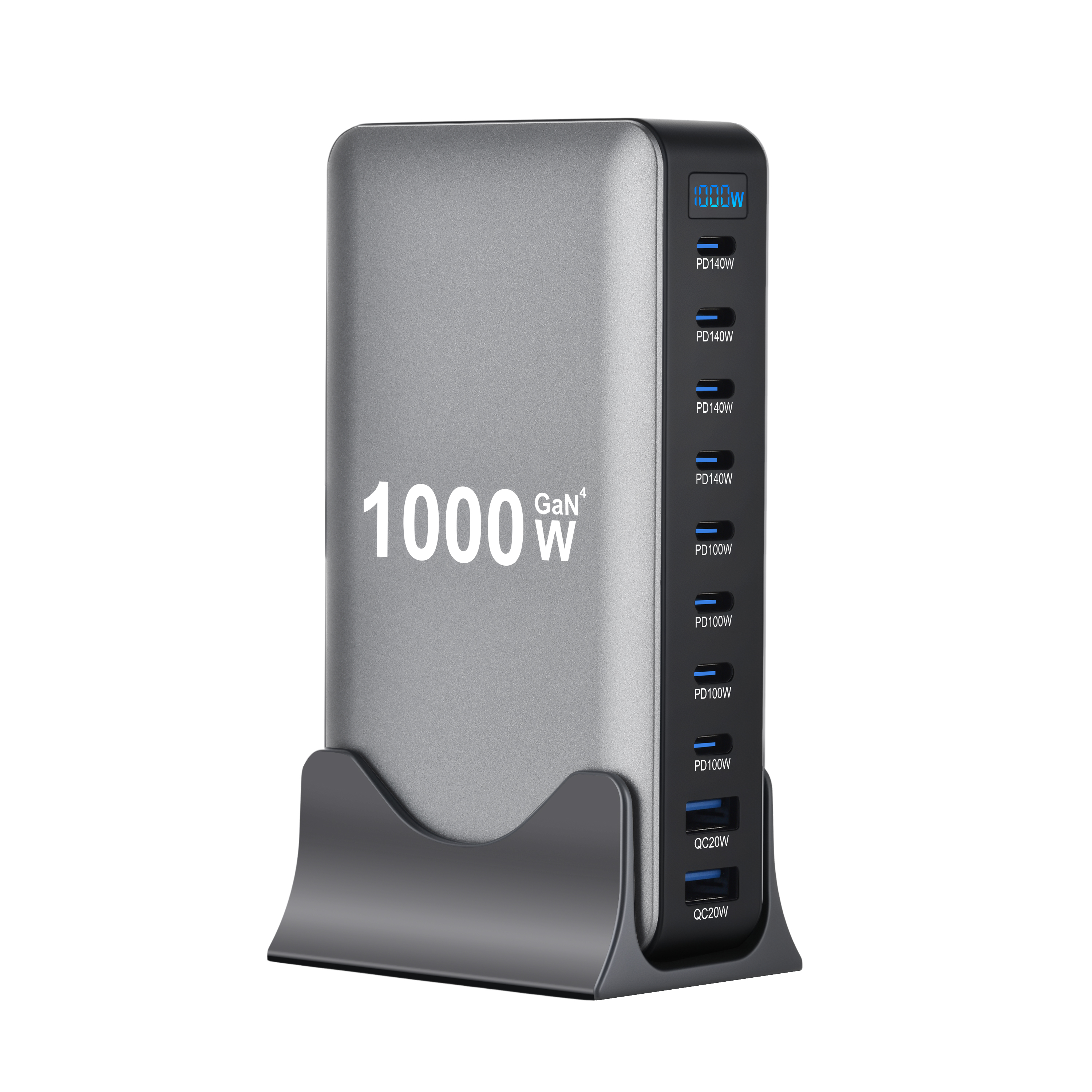  1000W USB C Fast Charger Block, 10 Port USB Charging Station, GaN Ⅳ Pro Dual 140W PD PPS Port for Multiple Devices,Laptop Wall Charger Compatible with DELL, HP, MacBook Pro,iPhone17/16 pro,Galaxy S24