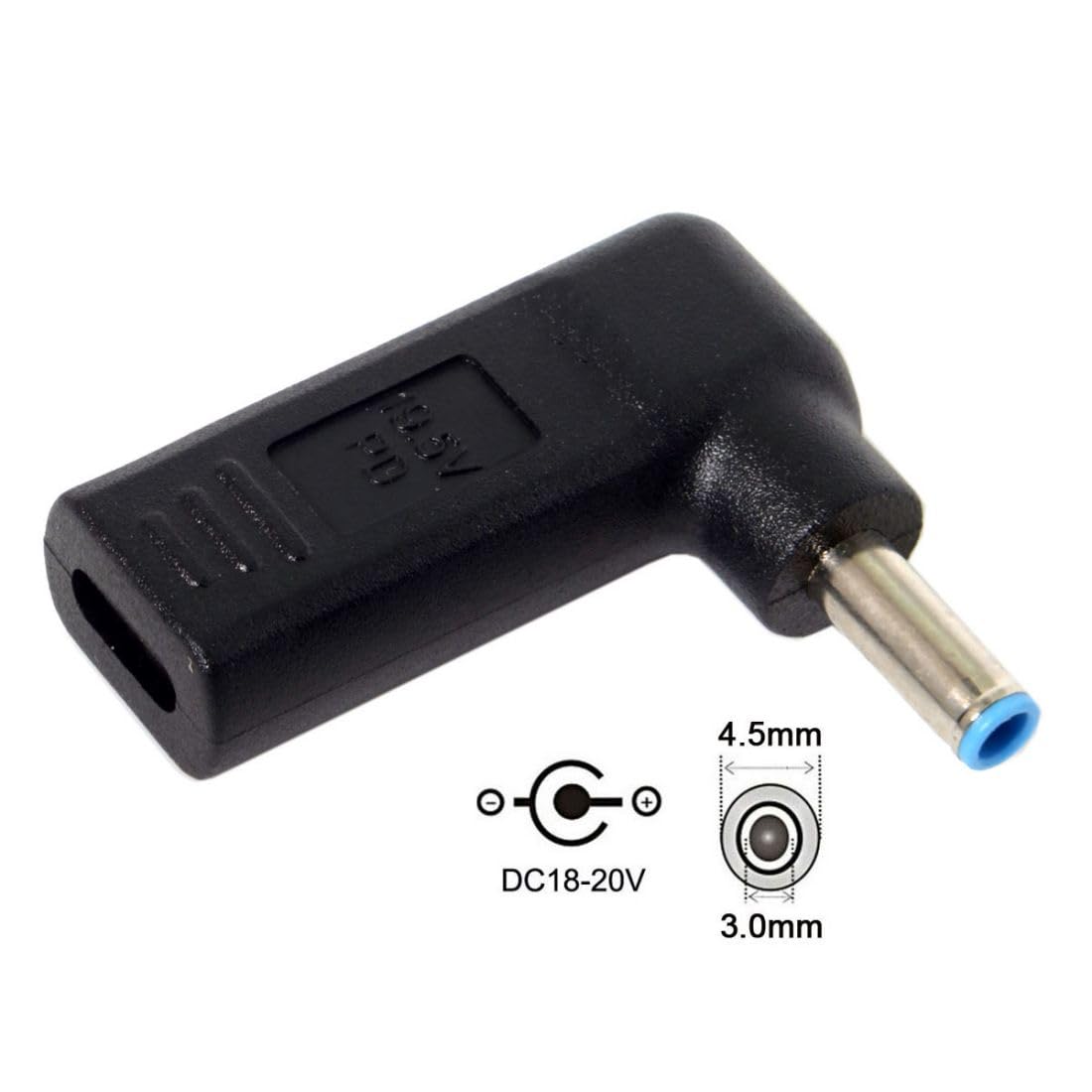 USB 3.1 Type C USB-C to DC 4.5mmx3.0mm for hp Adapter Emulator Trigger 90 Degree Angled