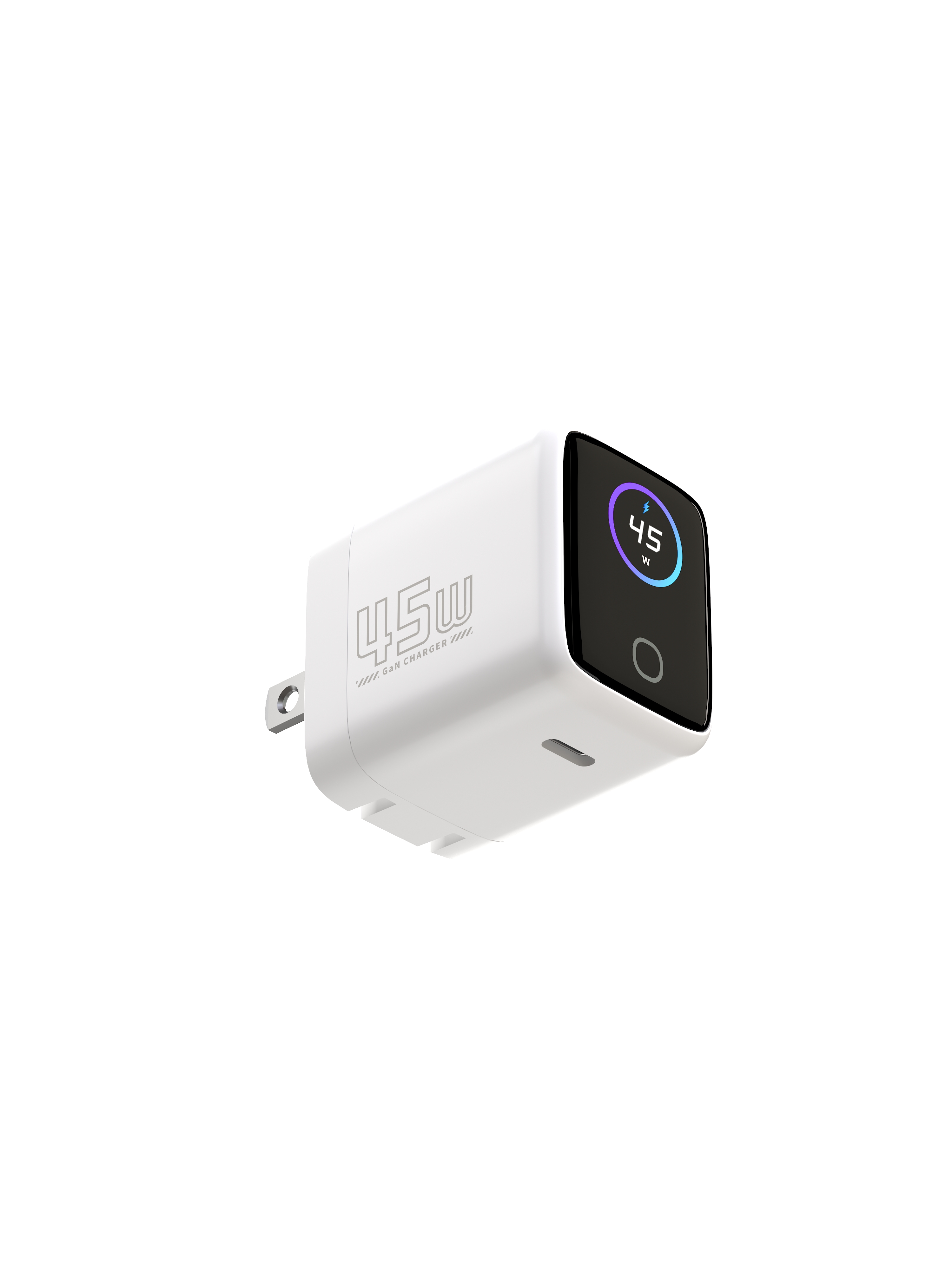 Smart Display Charger,USB C Charger Block with 6.6FT USB-C Cable,45W Max GaN Phone Charge,Smart Recognition,Care Mode,Real-Time Display for iPhone 17/16/15 & iPad Pro Series with cb Certification