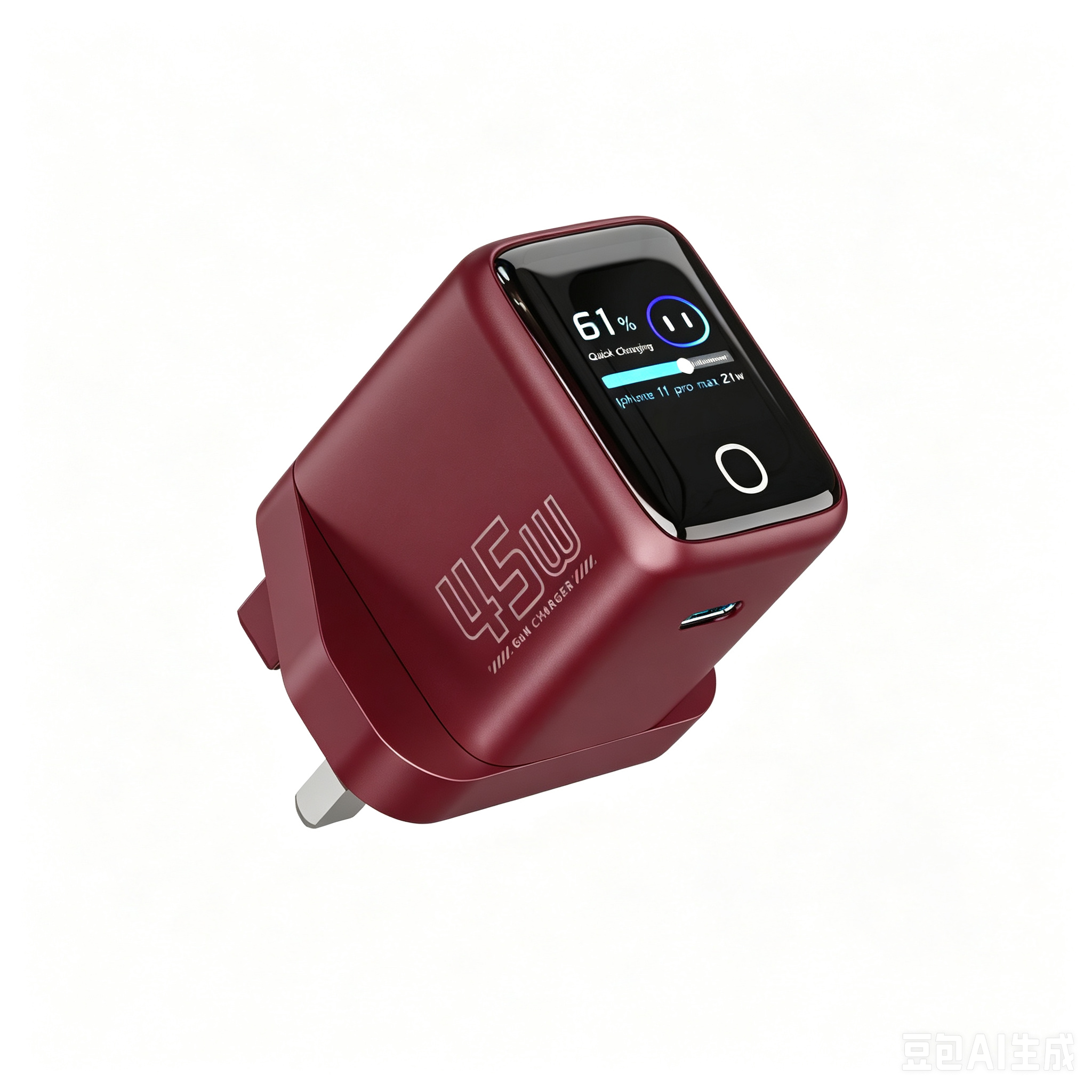 Smart Display Charger,USB C Charger Block with 6.6FT USB-C Cable,45W Max GaN Phone Charge,Smart Recognition,Care Mode,Real-Time Display for iPhone 17/16/15 & iPad Pro Series with cb Certification