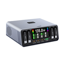 165W Charging Station, 8-Port GaN Desktop Charging Station with Smart Display and Retractable Cable, USB C Charger Station for iPhone, Galaxy, MacBook, Dell and Desk Accessorie