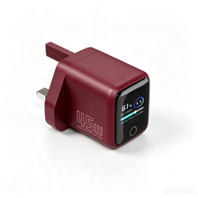 Smart Display Charger,USB C Charger Block with 6.6FT USB-C Cable,45W Max GaN Phone Charge,Smart Recognition,Care Mode,Real-Time Display for iPhone 17/16/15 & iPad Pro Series with cb Certification