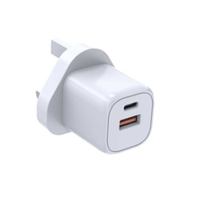 HUNDA 30W GaN Fast Charger USB Type C Dual Ports USB-A+USB-C Power Adapter Mini PD Wall Charger for RPhone 14 15 Pro Max